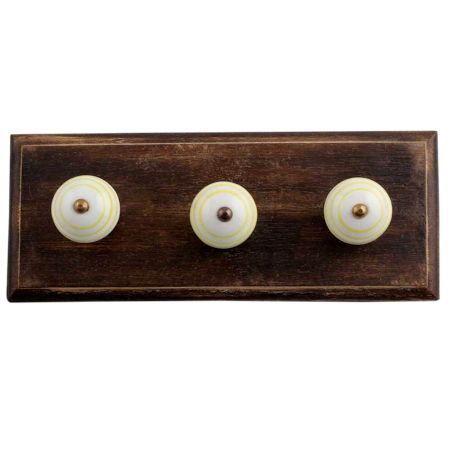 White Yellow Strip Wooden Hooks